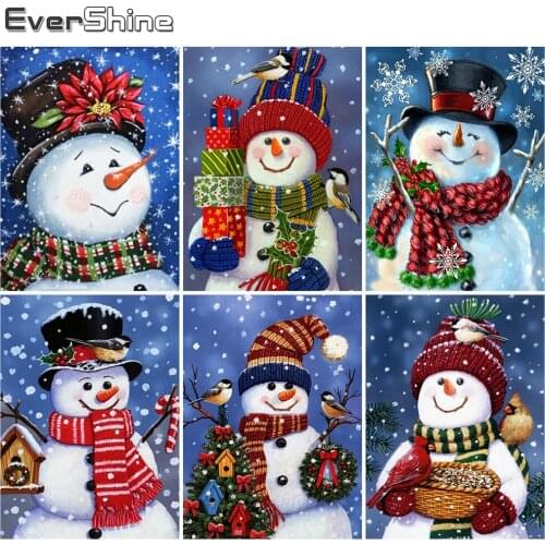 Evershine Full Square Diamond Painting Snowman Rhinestone Kit 5D DIY Diamond Embroidery Cartoon Mosaic Winter Handmade Gift Art