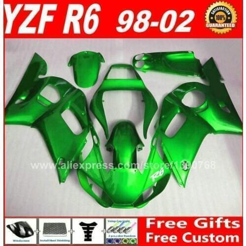 Glossy green fairings fit for YAMAHA R6 1998 1999 2000 2001 2002 ABS plastic parts 98 99 00 01 02 fairing kits W2TL