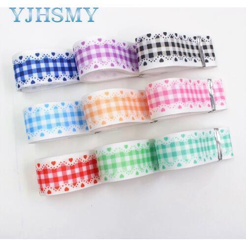 I-19603-1352,1"(25mm),5yards Plaid printed grosgrain ribbon, DIY handmade hair accessories wedding gift wrapping material