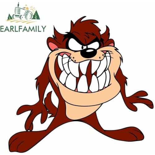 EARLFAMILY 13cm x 12.2cm Personality Anime Car Stickers for TAZ Teeth Decals Funny Graffiti Car Door Protector sticker for Audi