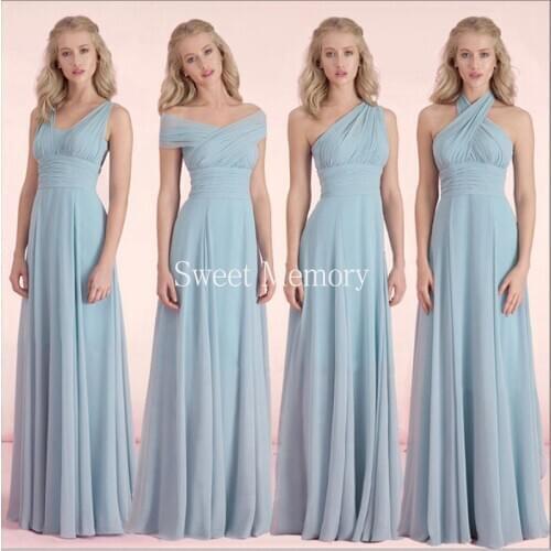 Custom Made DIY Style Chiffon Pink Blue Yellow Coral Long Bridesmaid Dresses Floor-Length Vestidos Wedding Party Prom Girl Dress