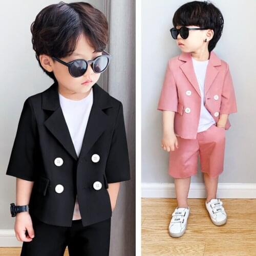 Flower Boys Formal Blazer+Shorts 2PCS Clothing Set School Kids Wedding Tuxedo Dress Children Chorus Performance Dress Costume