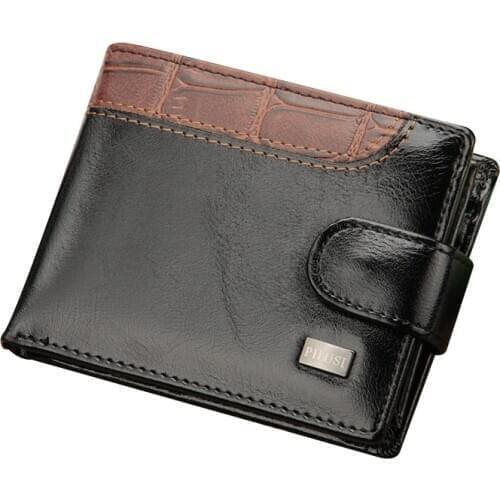 Male Purse with Coin Pocket Card Holder Brand Trifold Wallet Men Clutch Money Bag Patchwork Leather Men Wallets Short