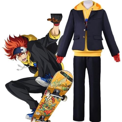 SK8 The Infinity Cosplay Reki Kyan Costume SK Boys Girls Eight Skateboard Uniform Suit Yellow Hoodie Sweatshirt Black Jacket