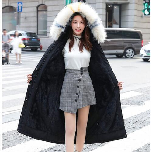2019 Winter Jacket Women Vintage Solid Outerwear Woman Parka Coat 2019 Fashion Pockets Tunic Lace Up Fur Cap Long Jacket Top 3XL