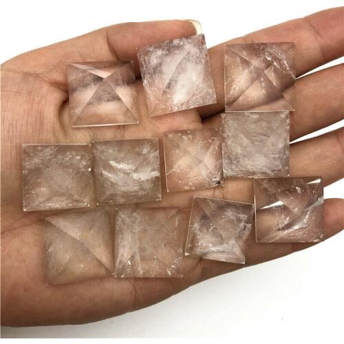 Cute Natural Black Obsidian Clear Quartz Crystal Pyramids Point Energy Healing Stones Natural Quartz Crystals