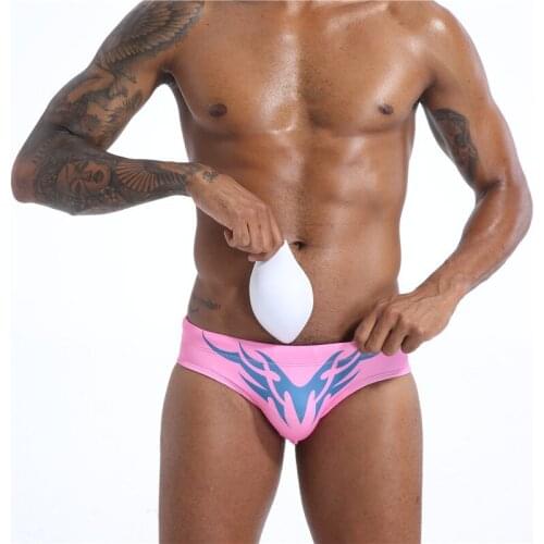 Mens Swim Briefs Drawstring Cup Swimming Low Waist Mens Quick Dry Print Bikini Underwear Surf Swimwear Briefs By AIMPACT