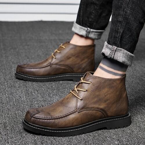 Men Ankle Snow Boots Zapatos De Hombre Height Increasing Waterproof Warm Plush Cold Weather Winter Men Shoes