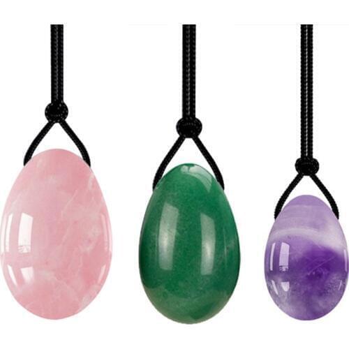 Rose Quartz Yoni Eggs Natural Stone Amethyst Jade Egg Set Vaginal Tightening Yoni Egg Kegel Exerciser Vaginal Massage Jade Eggs