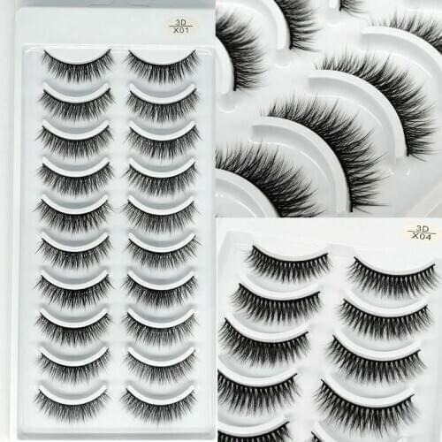 Multi-style 10 Pairs 3D Soft Mink Hair False Eyelashes Handmade Faux EyeLashes Wispy Fluffy Long Lashes Natural Eye Makeup Tools