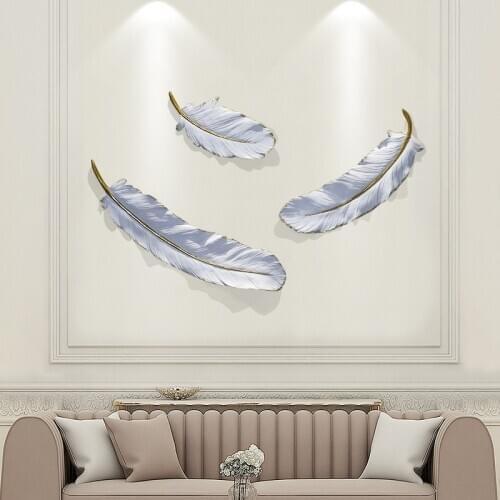 [HHT] 3D Wall Hanging Decor Feather Candlestick Compote Tabletop Ornaments Bedroom Living Room Sofa Background Wall Decoration