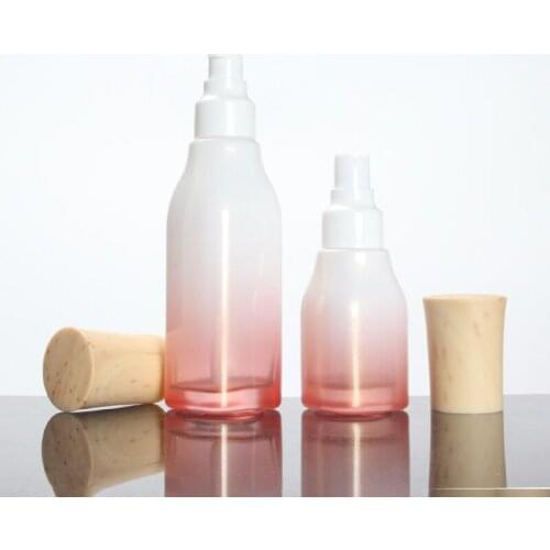NEW 40ML Square Pink/Frosted Glass Bottle With Lotion pump