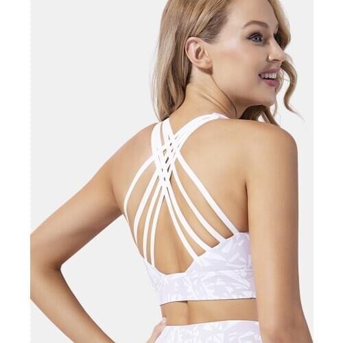 Lulu Celebrity Inspired New Womens Yoga Clothes Popular Sexy Cross-back Printed Underwear Fitness Sports Underwear