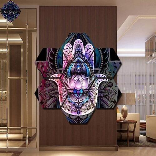 HAMSA by Brizbazaar Posters Wall Painting Art Home Decor Modern 7 Panels hexagon buddha Print Painting Modular Pictures Canvas