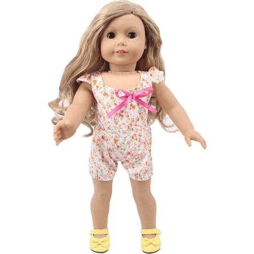 New Pattern Fashion Floral Bow Dress Fit 18 Inch American&43cm Baby New Born Doll Clothes Accessories Girls' Toys