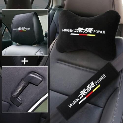 Full Set Car Styling Car seat belt shoulder guard pads safety handle cover neck pillow pillowcase for Honda mugen power sport