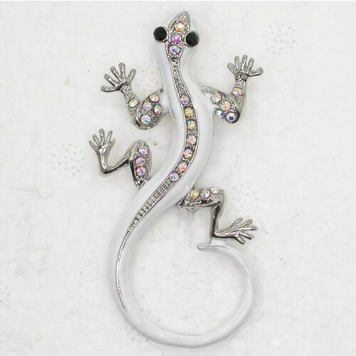 Clear AB Enamel Gecko Pin brooches C090 F