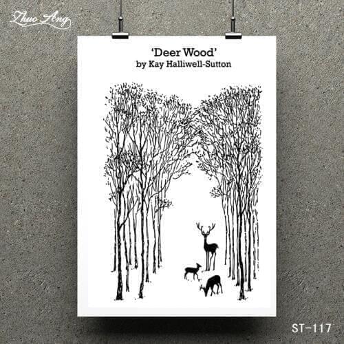 Deer wood/forest Transparent Silicone Stamp/Seal for DIY Scrapbooking/Photo Album Decorative Card Making Clear Stamps Supplies