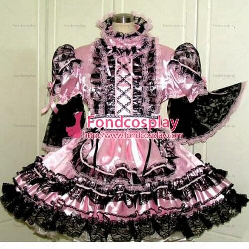 Lockable Sissy maid Satin dress Uniform cosplay costume Tailor-made[G1559]
