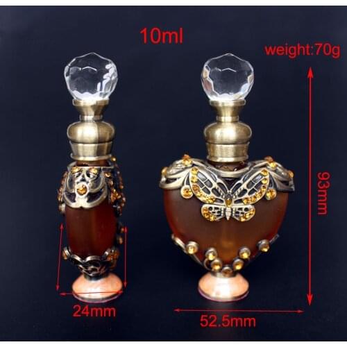 10ml Antique Perfume Bottle Heart Shaped Glass Essential Oil Bottle Empty Cosmetic Container Craft Decoration Gift for Christmas
