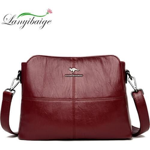 Pure Color Retro PU Leather Messenger Bags Womens Spring 2021 Fashion Casual Shoulder Bag High Quality Luxury Handbag