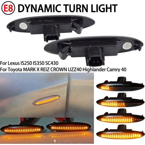 For Lexus IS250 IS350 SC430 E350 Toyota Camry Highlander Crown Led Water Flowing Dynamic Side Marker Turn Signal Indicator Light