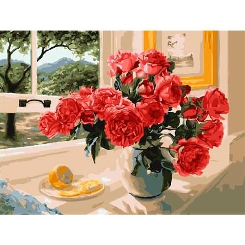 Flowers Printed Fabric 11CT Cross-Stitch Kit DIY Embroidery DMC Threads Handicraft Knitting Handmade Needlework Promotions