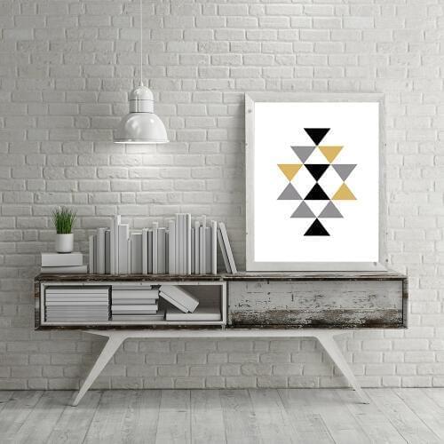 3 colours Triangle Canvas Print Painting Abstract Geometric shape Nordic Style Picture Wall Art Poster For Home Decor LZ895