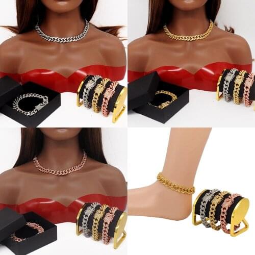 Gorgeous Gift Box 13mm Iced Out Cuban Chain Necklace Wholesale LaVixMia Men Women Hip Hop Jewelry Bracelet Anklet Dropshipping