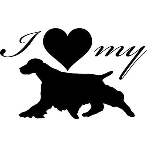 I Love My Spaniel Dog Silhouette Heart Vinyl Animals Car Stickers Rear windshield Decor Car Window Decals L348
