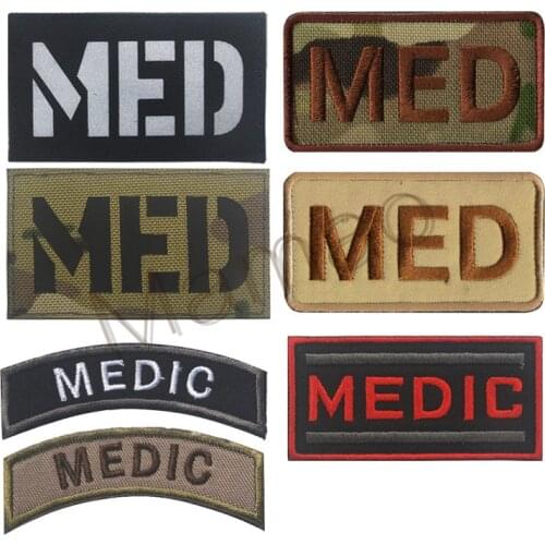 IR MED Military Ambition Patches Embroidery Patches Reflective MEDIC Tactical Combat EMT Appliques Fabric Embroidered Badge