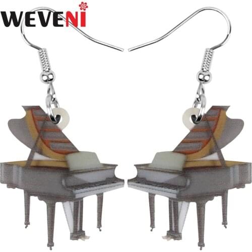 WEVENI Acrylic Vintage Piano Earrings Instrument Drop Dangle Jewelry Accessories For Women Girls Teens Kids Charm Gift Ornaments