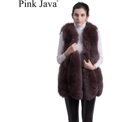 Pink java QC8074 BIG SALE FREE SHIPPING 2016 new styal women winter gilet real fox fur vest fashion fur coat high quality