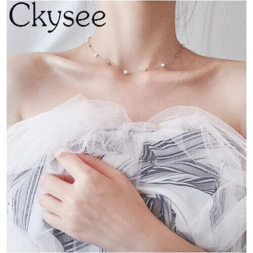 Ckysee News Real 925 Sterling Silver Gypsophila Pearl Necklace For Fashion Women Minimalist Fine Charms Jewelry