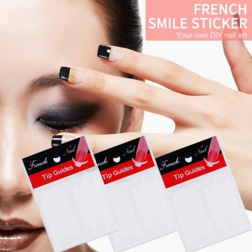 1Pcs Nail Art Stickers Manicures Smile Striping Tape White French Manicure Strip Nail Art Form Fringe Guides Sticker DIY Tips