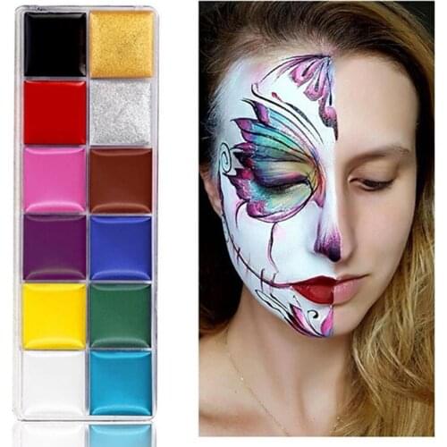 12 Color Body Painting Pigments Face Makeup Halloween Show Waterproof And Sweat Oil Painting Tattoo Makeup