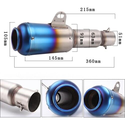 51mm Universal Motorcycle Scooter Exhaust Pipe Left and Right Refit Steel Exhaust Extended Tube Tail For Motorcycle ATV