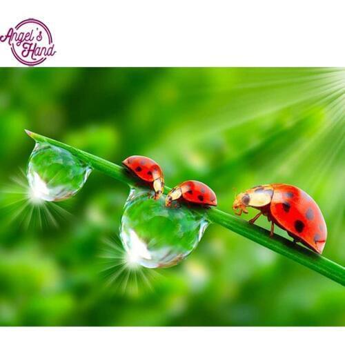 5D DIY square Diamond Paintings Animal Crystal Crafts Diamond Painting Cross Stitch Three ladybugs Mosaic Home Decorative Mural