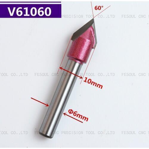 6mm*10mm*60Degree,1pcs,Free shipping CNC Engraving Woodworking Milling Cutter,Tungsten Solid carbide End Mill,3D V Router Bit