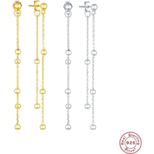 Aide 925 Sterling Silver Long Chain Tassel Dangle Earrings For Women Elegant Beads Thread Drop Earring oorbellen Party Jewelry
