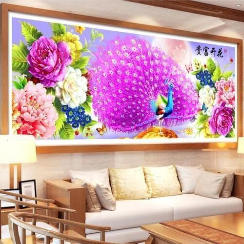 Peacock peony diamond Embroidery diy diamond painting mosaic diamant painting 3d cross stitch diamond pictures H571