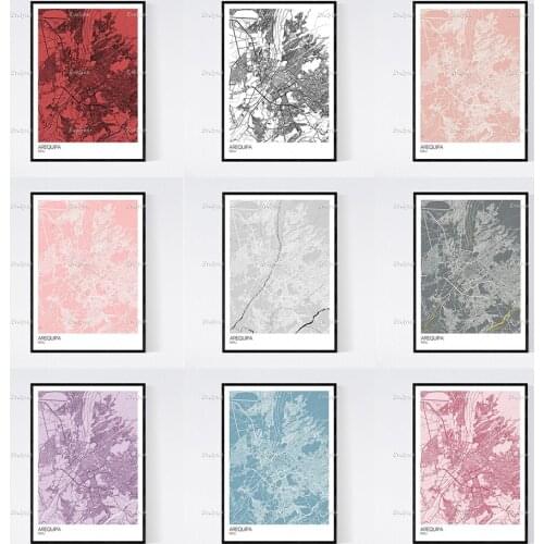 Arequipa, Peru Map Art Print - Many Styles - Scandi / Vintage / Wall Art Canvas Modular Pictures Modern Home Decor Posters