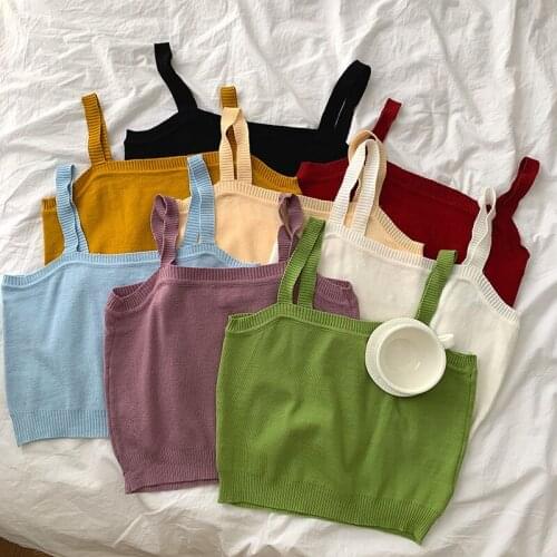 Basic Solid Knitted Tank Tops for Women 2021 Summer New Korean Causal Sexy Backless Crop Tops Street Y2k Vest