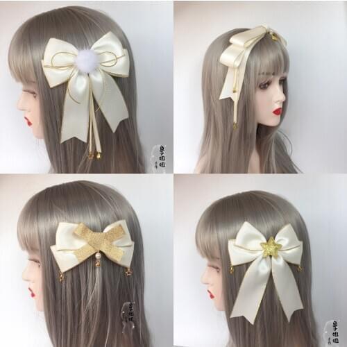 Lolita white joker white hair to generate big bowknot headdress Lolita edge clip stars bell, a hair band