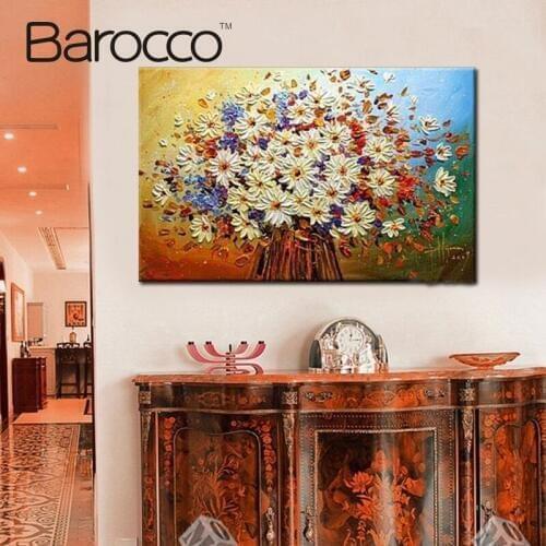 Frameless beautiful flower picture on wall art oil painting on canvas MC0618 abstract hand painted landscape paintings