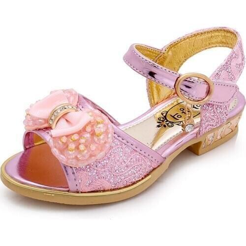 Girl Summer Shoes Fashion Rhinestone Bow Kids Shoes Sandals Open Toe Princess Sandals Children Dance Shoes Kids Heels Gor Girls