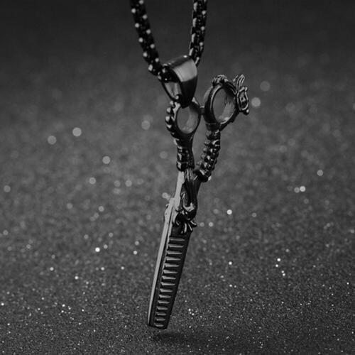 New Arrive 316L Stainless Steel Black Dragon Design Scissors Shape Pendant Necklace Mens Womens Biker Jewelry Box Chain Gift 24"