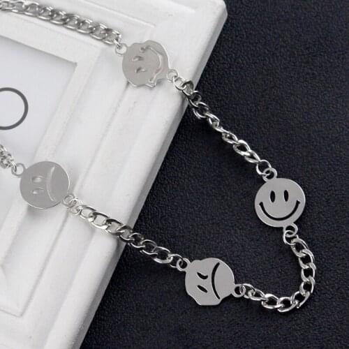 Famous Hip-hop Glow-in-the-dark Smile Sad Face Smiley Pendant Necklace For Woman Chain Necklaces
