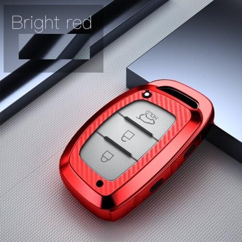 Carbon fiber TPU Car Key Case Cover Protection Shell Skin For Hyundai iX20 I30 IX35 I40 Ix25 Tucson Verna Sonata Car Keyring