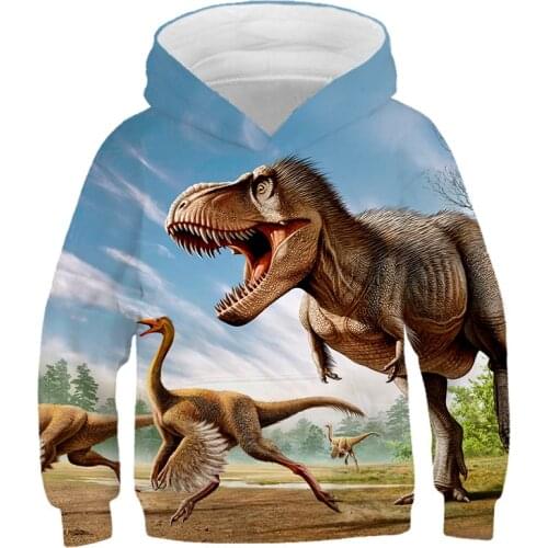 Kids Dinosaur Print 3D Boys Hoodies Top Girls Casual Outfit Children Funny Baby Cap Sweatshirts Costumes Harajuku Cute Pullover